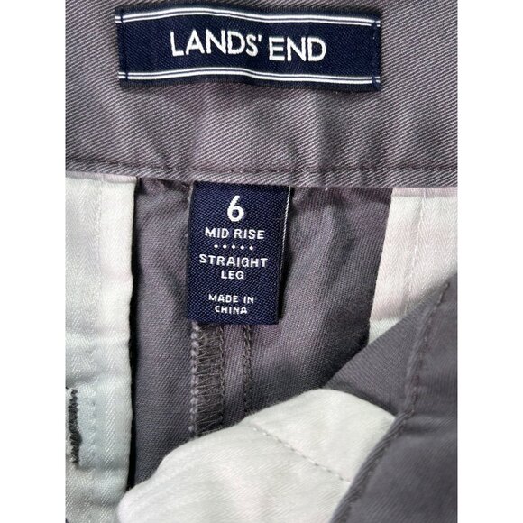 Lands End Mid Rise Straight Leg Chino Gray Versatile Everyday Comfort Women - Picture 3 of 8